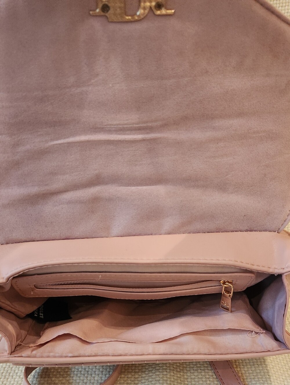 Badgley Mischka Blush Pink Quilted Crossbody Bag Flap Top Handle BM Logo - Picture 11 of 16